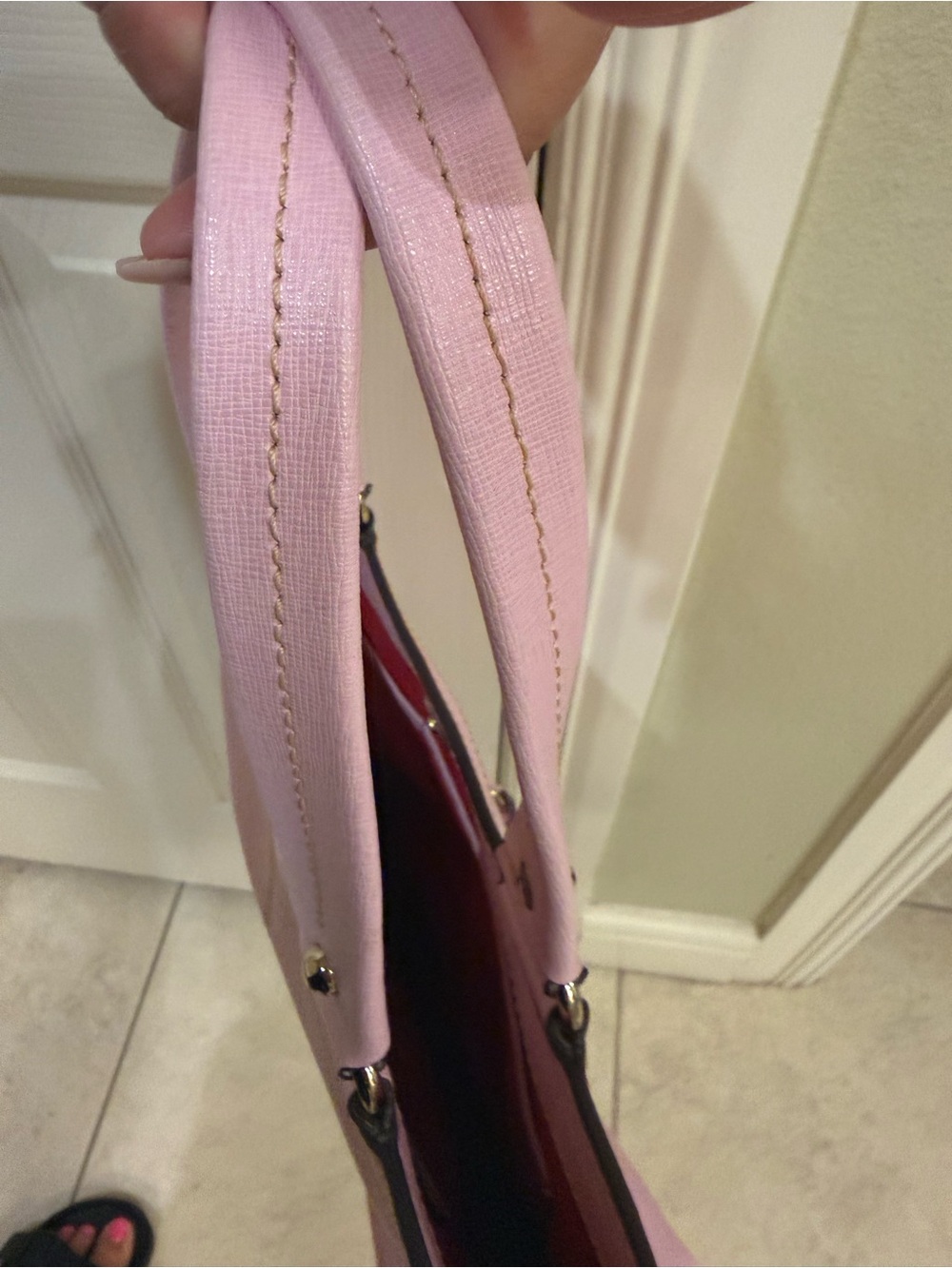 Dooney & Bourke Sara Pink Saffiano Shoulder Tote with Gold Hardware - Picture 9 of 12